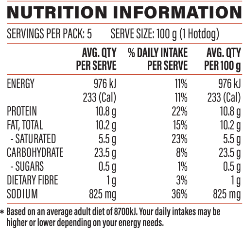 HHD OriginalHotDogs Nutrition Info 221027